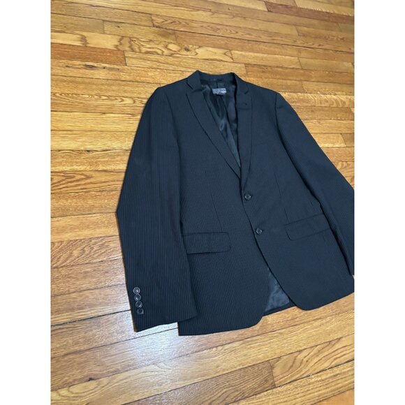 H&M Men's Blazer Jacket Size 38R Black w/ Gray Pinstriped 2 Button Sport Coat - Picture 3 of 6